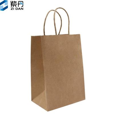 China Recycled Materials Customized Flat Paper Bag Brown Shopping Tote Handle Kraft Paper Bag For Clothing Shoes Grocery for sale