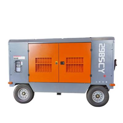 China Lubricated 180-850CFM Portable Diesel Engine Driven Air Compressor Machine In DTH Drilling for sale