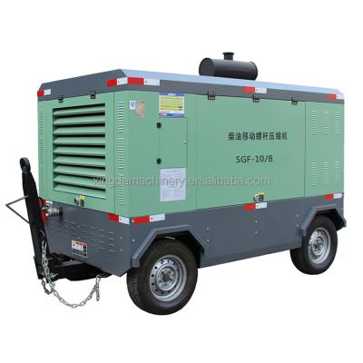 China Lubricated Four Wheel Screw Air Compressor Single Stage Diesel Engine Air Compressor for sale