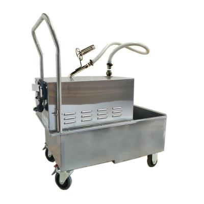 China Deli Stainless Steel Deep Fryer Food Oil Filter Powerful Sieving Cooking Trolley with Breading Tank for sale