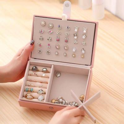 China Fashionable Make Factory Direct Selling Portable Earring Necklace Ring Jewelry Box Travel Storage Box for sale