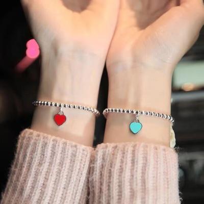 China Popular European and American Popular Copper Plated Silver Bead 925 Enamel Lover Bracelet for sale