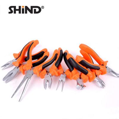 China SHIND 94000-94006 Easy Operation Carbon Steel 115mm Long Bent Flat Nose Diagonal End Round Cutting Mini Combination Pliers for sale