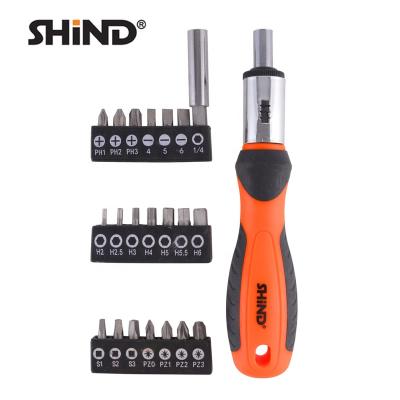 China Repair Hand Tool SHIND 94435 22pcs TPR Hand Tool Handle Chrome Vanadium Steel Bits Premium Multi-Function Tool Ratchet Screwdriver Bit Set for sale