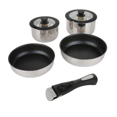 China Pan Handle Kitchen Handles Removable Set Viable For Cookware Pan Cookware Parts Handles 16cm-32cm Stainless Steel And Knobs Bakelite 196g for sale