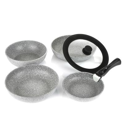 China Fryer Pan With Removable Pan Handle Sustainable Marble Coating Nonstick Aluminum for sale