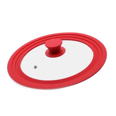 China 24/26/28 Cm Different Size Universal Silicone Glass Lid Covers For Pots And Pans for sale