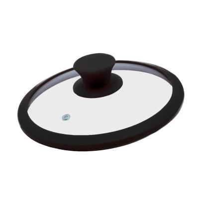 China Pan Lid 20cm Viable Frying With Silicone Rim Silicone Glass Tempered Glass Lid for sale