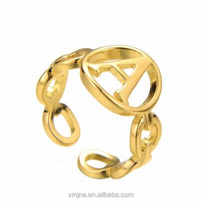 China Hip Hop FASHIONABLE 26 English Opening Letter Ring Men And Women Retro Adjustable Design for sale