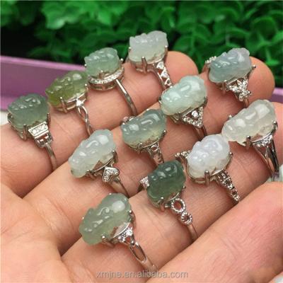 China Religious Myanmar a silver inlaid living jade egg noodle mouth ring manufacturer wholesales 925 jade pendants jade goods for sale