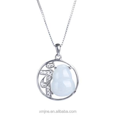 China Wholesale CLASSIC Jewelry Lucky Character Jade Pendant New Product Style S925 Sterling Silver Necklace Female Chinese Squash Jade for sale