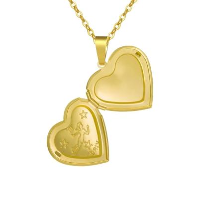 China European and American photo heart-shaped openable box jewelry twelve constellation jewelry gold TRENDABLE pure copper jewelry for sale