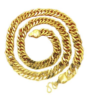 China Wholesale Fashion CLASSIC Copper Sharpening Male Dominant Jewelry Euro Coin Chain Necklace Gold Sand Jewelry for sale