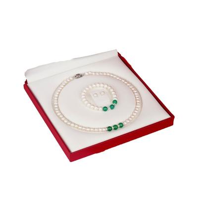 China TRENDY Natural Freshwater Chalcedony Pearl Necklace Set Women's Day Gift For Mother In Law for sale