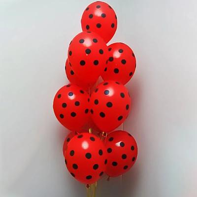 China Popular Red Black Dot Latex Ladybug Balloons For Birthday Decoration 12pcs Polka Dot Baby Shower Decorations for sale