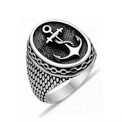 China Retro FASHIONABLE Punk Stainless Steel Navy Anchor Ring for sale