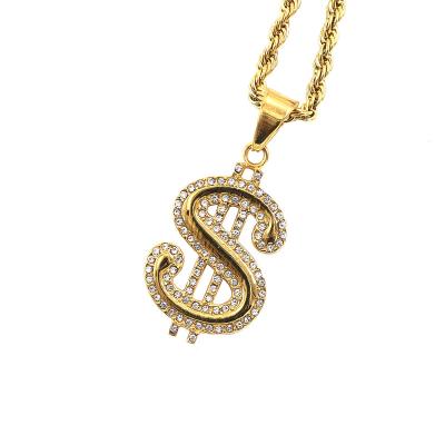 China 18k Gold Plated High Quality Dollar Shape Tasty 316L Stainless Steel Necklaces Personalized Jewelry for sale