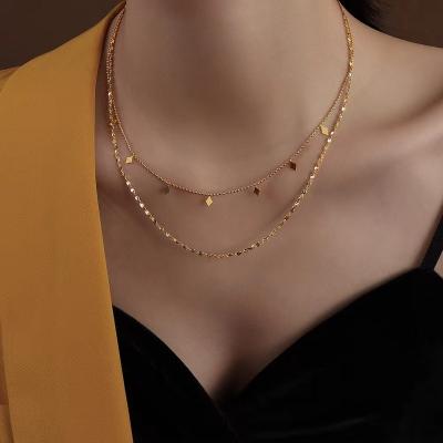 China 2022 New Su Fashionable Double Stack Stainless Steel Geometric Clavicle Chain for sale