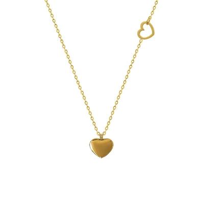 China New Aesthetic Fashion Stasis Temperament Double Heart Clavicle Stainless Steel Gold Plated Necklace for sale