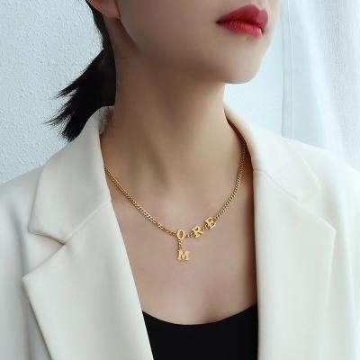 China FASHIONABLE new style personality stainless steel simple letter lady necklace for sale