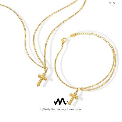 China New Fashion Hip Hop Simple Stainless Steel Cross Necklace for sale