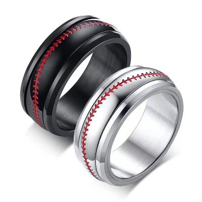 China 18k Gold Plated Most Popular Stylish Baseball Fashion Hip Hop Stainless Steel Rings for sale