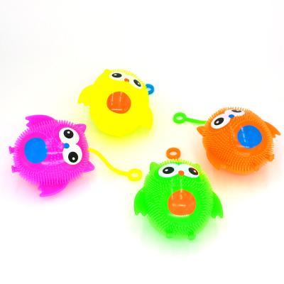 China Flashing Light Plush Toy Rubber Ball Yoyo Animal Owl TPR Toy Ball For Kids Children Wholesale for sale