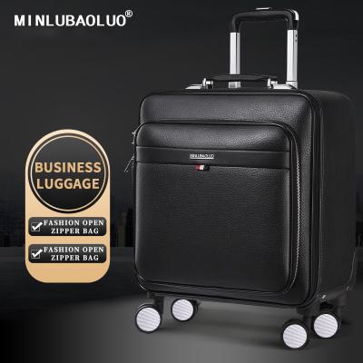 China Large Space MINLUBAOLUO Silent Wanxiang wheel drawbar box male business suitcase fashion boarding pass box high-grade luggage manufacturers for sale