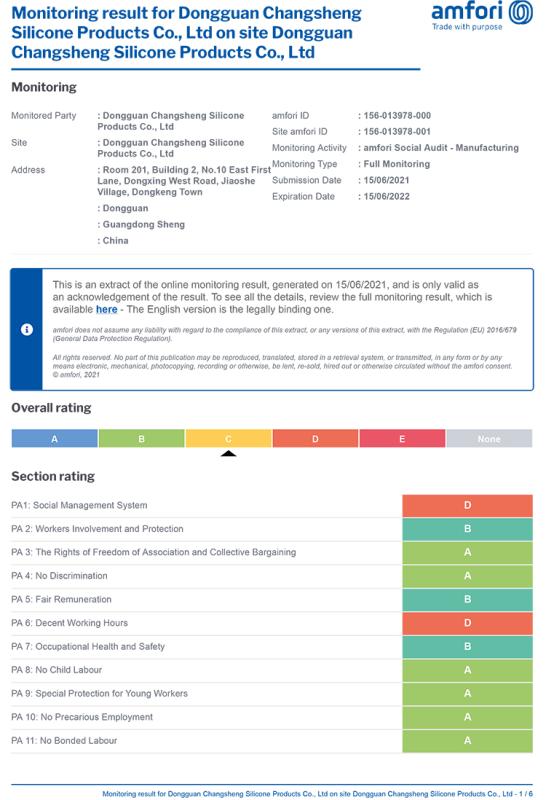 BSCI - Dongguan Youle Silicone Products Co., Ltd.