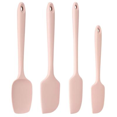 China Dongguan Viable Design One Piece Spoon Kitchen Scraper Set Non-Stick PINK Baking Spatulas Design for sale