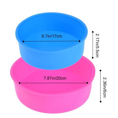 China Viable Food Grade Approved Silicone Round Happy Birthday Cake Mold Maker Homemade Pan 2 Packs for sale