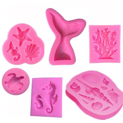 China Factory OEM Direct Viable Mermaid Seahorse Mold Coral Mold Sea Turtle Chocolate Candy Mold For Mermaid Theme Party for sale