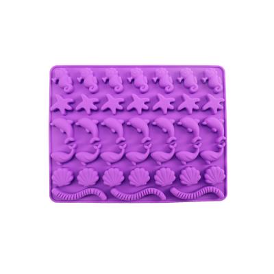 China Factory OEM Certified Viable Coral Shaped Fish Fondant Seahorse Chocolate Candy Starfish Shell Silicone Mold Assorted Theme for sale