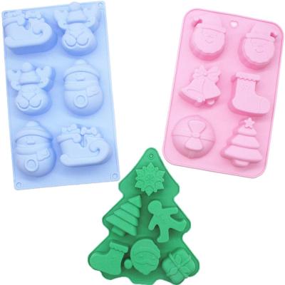 China Viable Christmas Silicone Molds Non-Stick Chocolate Jelly Cake Baking Mold For Party Christmas Gift Handmade Homemade Molds for sale