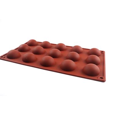 China Viable Wholesale Amazon Factory Sale Half Sphere 15 Cavities Hot Chocolate Cake Making Custom Silicone Bake Mold for sale