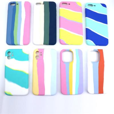 China Wholesale Custom Shockproof Factory Stripe Art Stretching Product OEM Logo Microfiber Soft Touch Cell Cover Liquid For i 11 12 13 Phone for sale