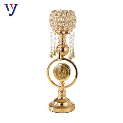 China Home Unique Candle Holder Ornate Antique Candle Holders Tabletop With Clock for sale