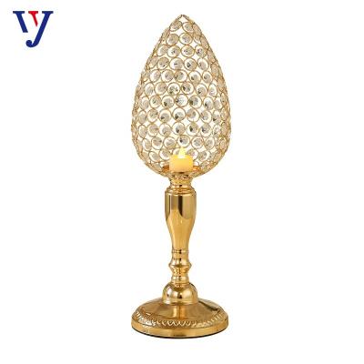 China Home Quality And Quantity Assured Tall Gold Wedding Centerpieces Crystal Candle Holders for sale