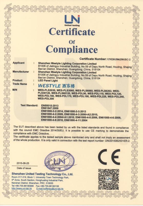 CE - Shenzhen Westyle Lighting Corporation Limited