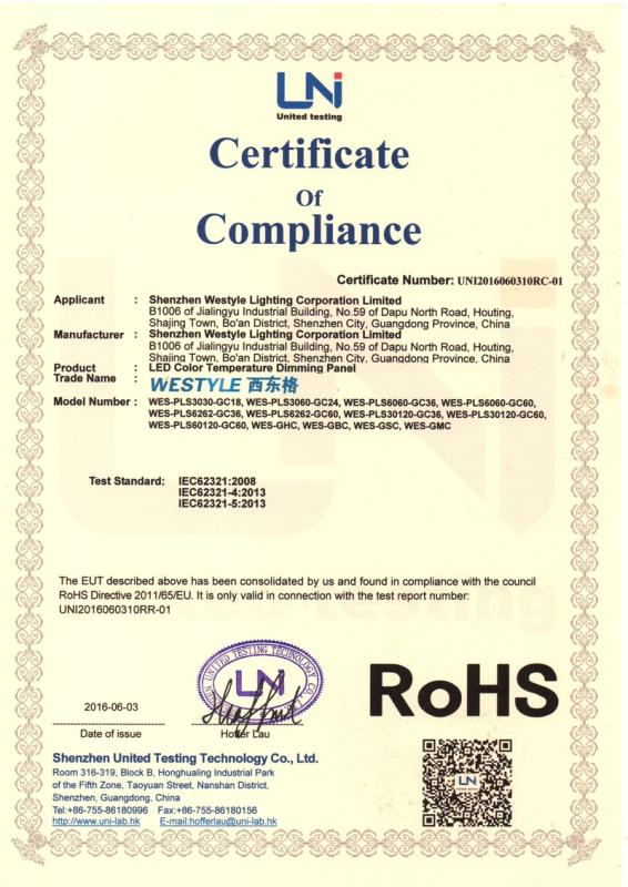 RoHS - Shenzhen Westyle Lighting Corporation Limited