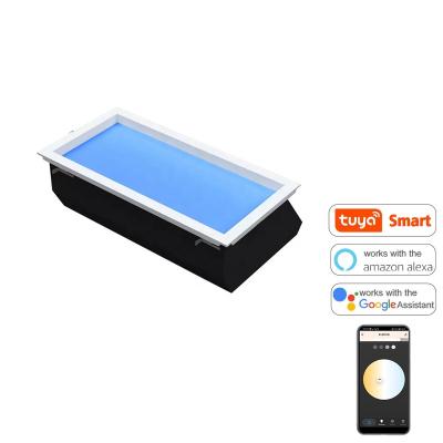 China Function 300*600 Biological Rhythm CCT Tunabel Sunrise and Sunset Simulation LED Skylight Blue Sky Ceiling Sunlight Simulated Virtual Roof Skylight for sale