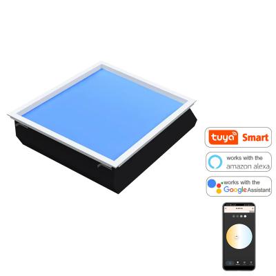 China Recessed Rhythm Function Smart Home 600*600mm Blue Sky Light 80W Tuya Wifi App Biological Control Lighting Kitchen Bathroom Hotel Blue Sky Ceiling Lamp for sale