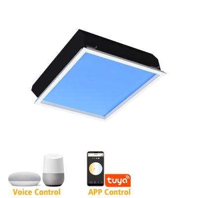 China Tuya 600*600mm Biological Rhythm Function Blue Rooflight System Smart Lighting Skylight 2200-7800K DIY Adjustable Skylight For Hotel Living Room for sale