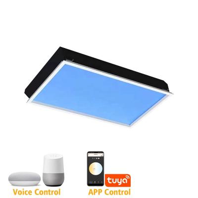 China Rhythm Function Health Care Biological Smart Home Wifi Control 600*1200mm 120W Artificial Virtual Skylight LED Panel Natural Blue Sky Ceiling Light for sale