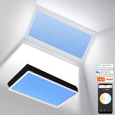 China Westyle 600*1200mm Tuya Biological Rhythm Function App Square Skylight Panel Speaker Artificial Voice Control LED Ceiling Sky Sunlight Simulating Panel for sale