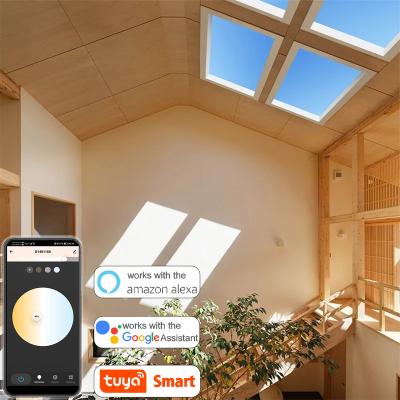 China 300*600mm High Rate Function 300*600mm Roof Window Skylight 50W Biological Virtual Adjustable Ceiling Panel Roof Window CRI TDC LED Blue Sky Ceiling Light Panel for sale