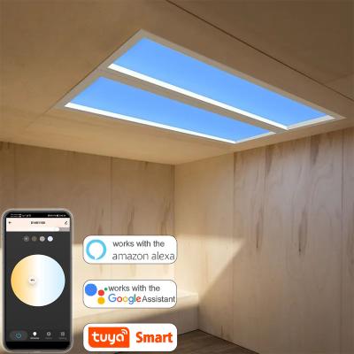 China Rhythm Function Vrtual Skylight LED Sunlight Light 300*1200mm App Voice Control Flat Roof Bio Skylight 2200-7800K for sale