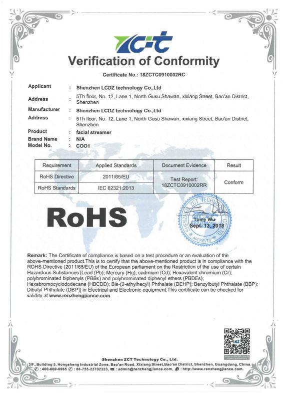 RoHS - Shenzhen Lcdz Technology Co., Ltd.