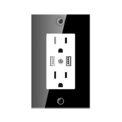 China Home Equipment USA WiFi Power Wall Outlet 16A Standard 2 In-Wall Smart Socket With USB Interface Work With Google Home And Amazon Alexa for sale