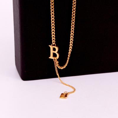 China Environmentally Friendly European and American Exaggerated Titanium Steel B Letter Choker Necklace for Woman Jewelry Girl Clavicle Chain for sale